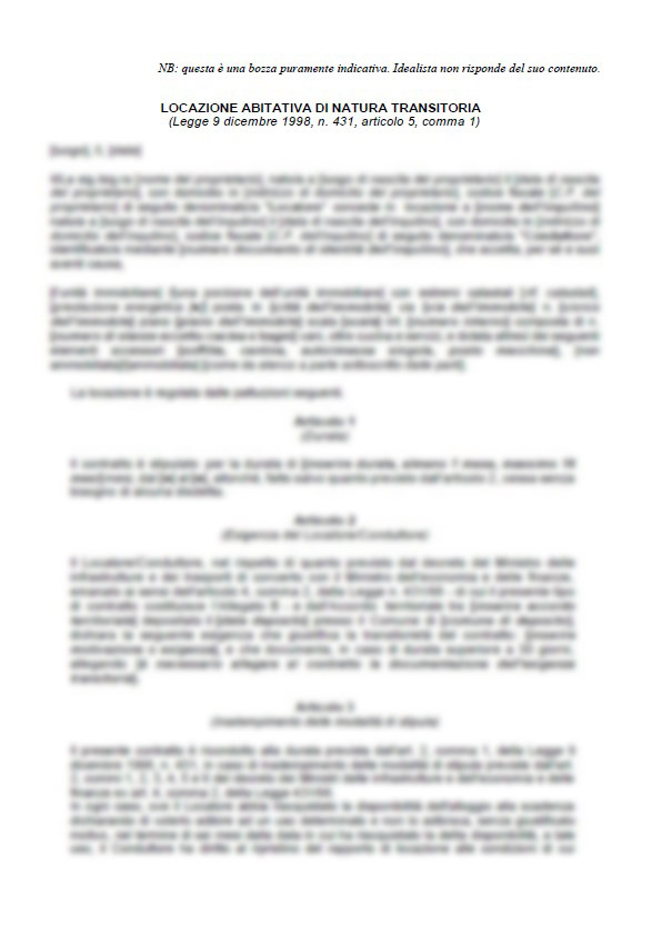 MODULO - Contratto di affitto transitorio (1+1) - FORMATO PDF