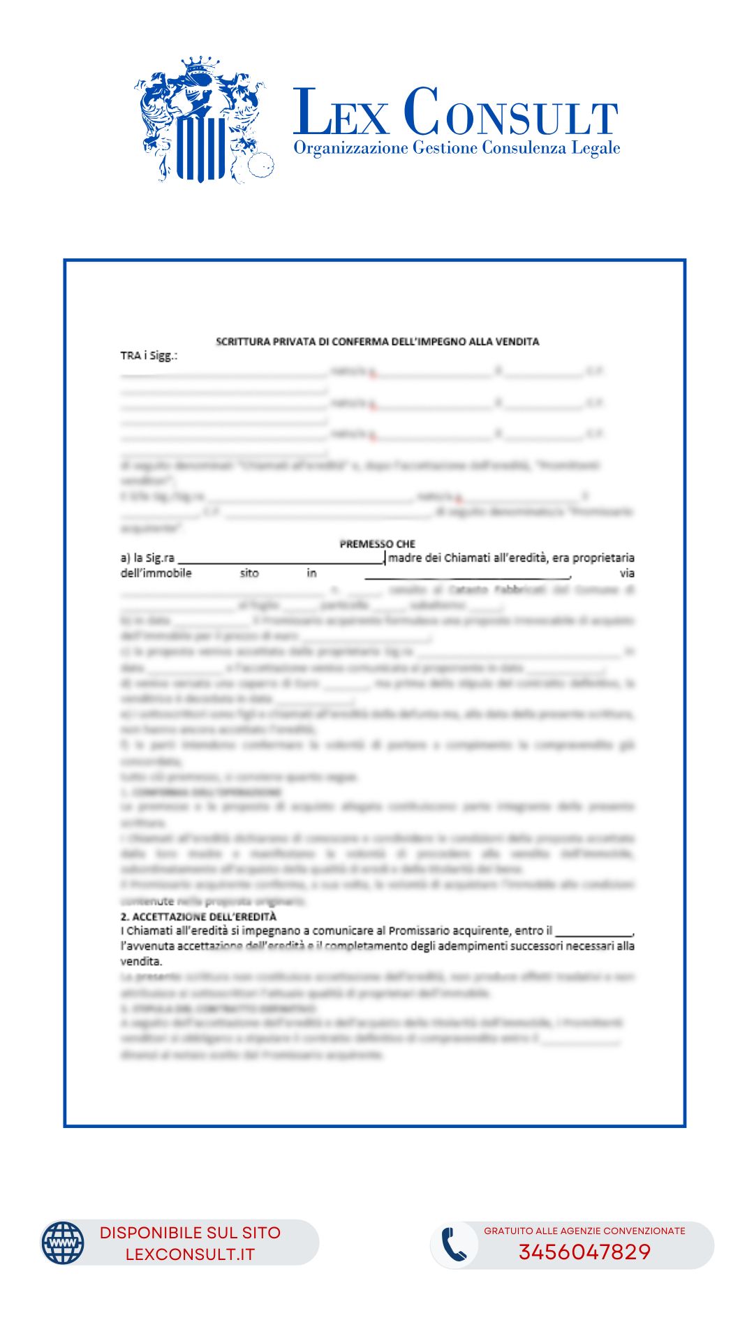 SCRITTURA PRIVATA DA UTILIZZARE QUANDO IL PROPRIETARIO DI UN IMMOBILE, DOPO AVERE ACCETTATO UNA PROPOSTA DI ACQUISTO E PRIMA DELLA STIPULA DEL ROGITO NOTARILE, DECEDE E I FIGLI O GLI ALTRI CHIAMATI ALL’EREDITÀ NON HANNO ANCORA FORMALMENTE ACCETTATO L’EREDITÀ.